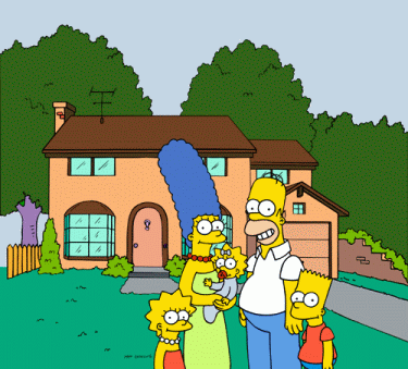 Simpsonovci pred domom
